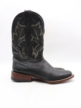 Stetson Western Boot Women's Size 7.5 Black Leather Cowboy Pull On